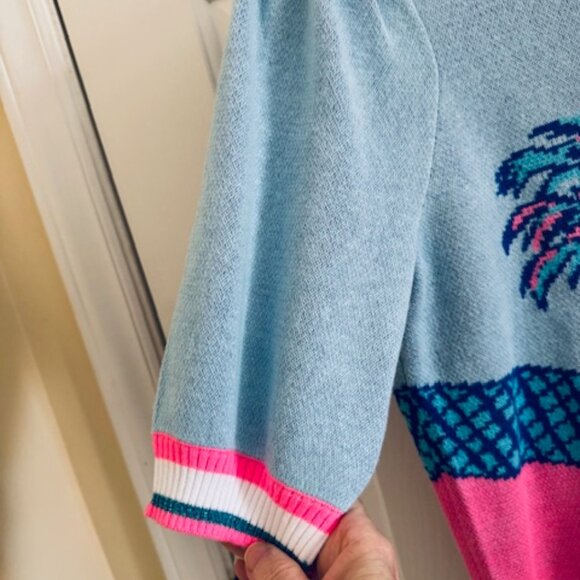 NWT Lilly Pulitzer Retro Graphic Knit Sweater Blue Perfect Match Tennis Sz S - Picture 5 of 9